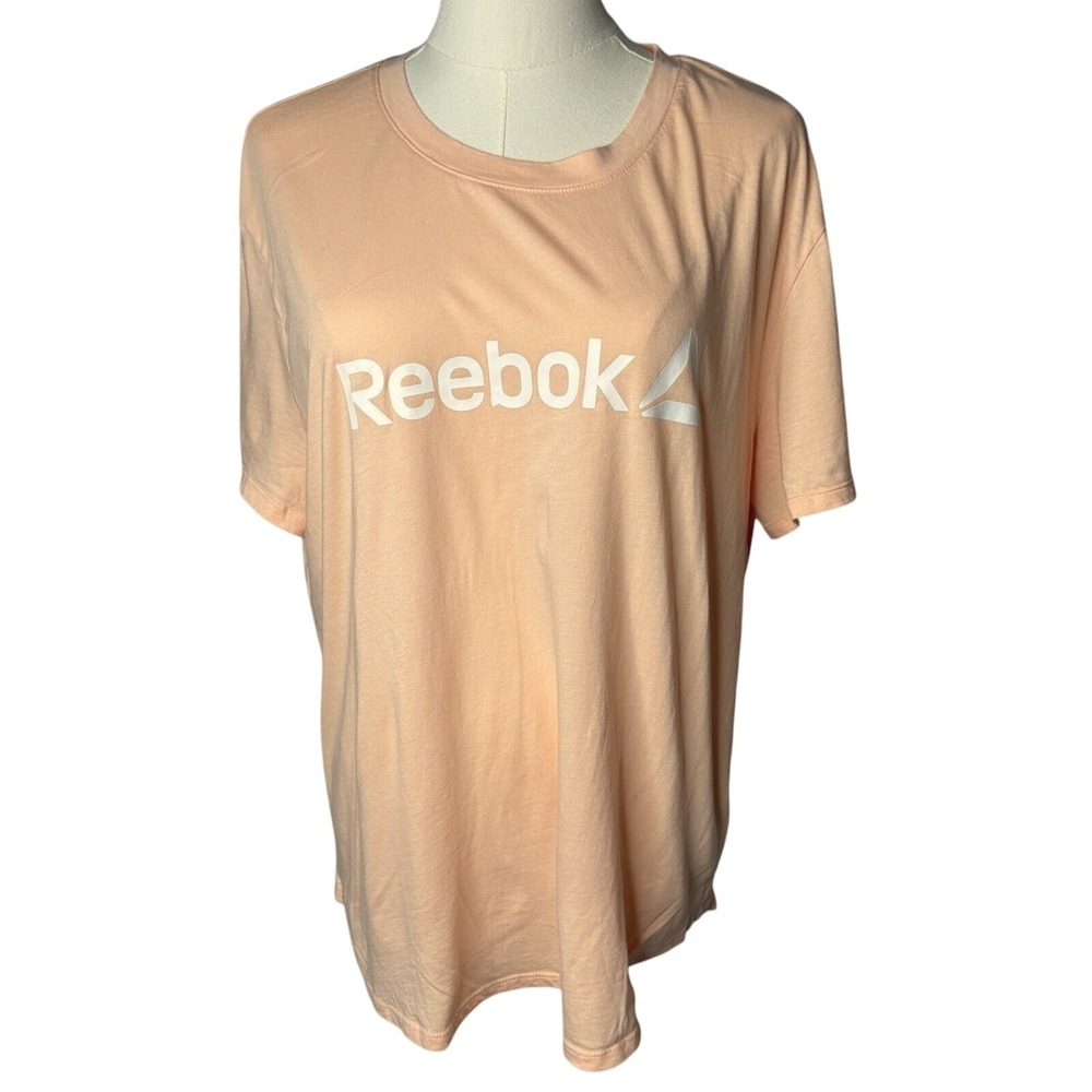 Reebok XL Peach Logo T Shirt Short Sleeve Athletic Casual T Unisex